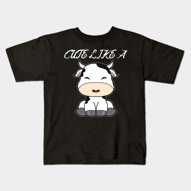 Cute Cow Kids T-Shirt by Imutobi